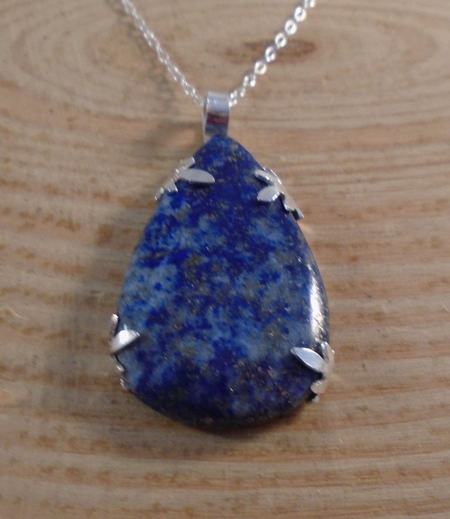 Sterling Silver Lapis Lazuli Leaf Necklace