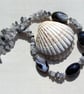 SALE Black Agate & Quartz Gemstone Chunky Statement Necklace "Black Rumba"
