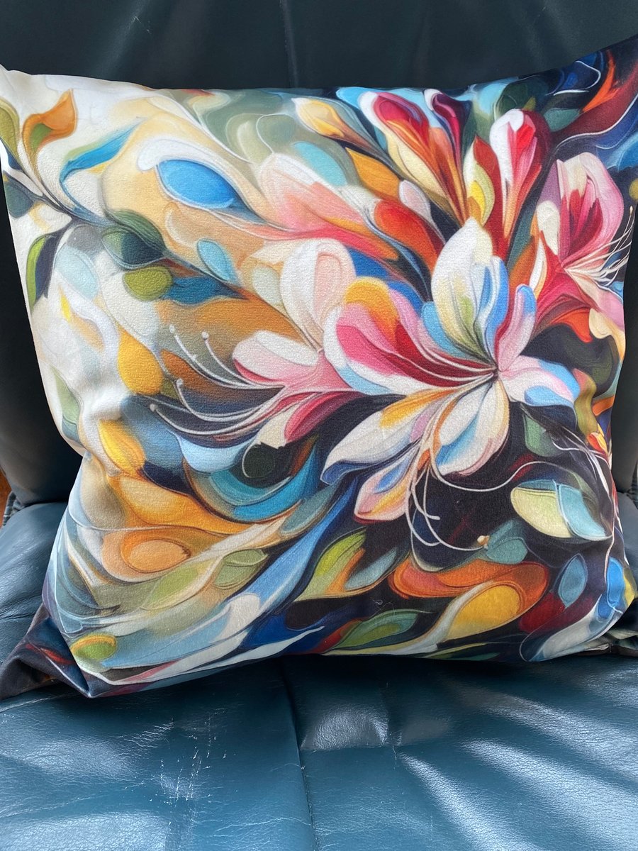 Abstract Art Honeysuckle Soft Touch Cushion Cover Flowers 43x43cm