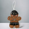 Sexy leather dressed Gingerbread man Embroidered Hanging Keepsake design 2