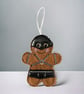 Sexy leather dressed Gingerbread man Embroidered Hanging Keepsake design 2