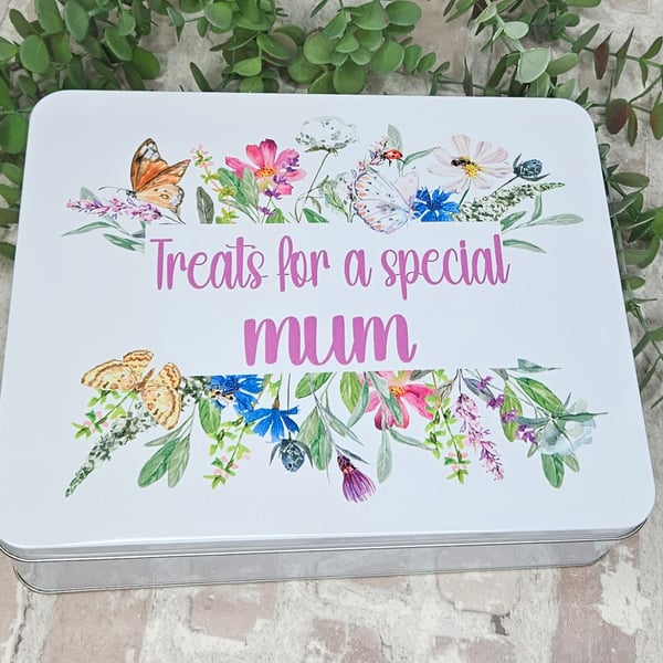 Treats for a special mum gift tin, Biscuit or treat tin, Mother's day , Birthday