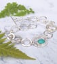 Sterling silver link bracelet with amazonite gemstone, inspired by ferns - Image 1