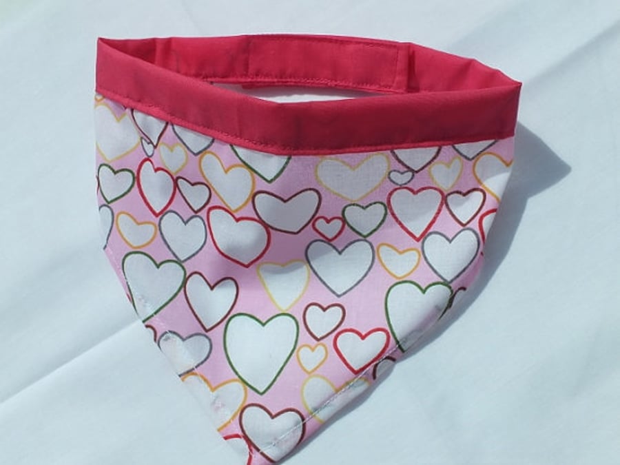 Dog Bandana Heart Fabric Pink