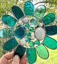 Stained Glass Bead Daisy Suncatcher - Handmade Window Decoration - Turq - Image 2