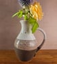 Small Slim Ceramic Jug in brown and white