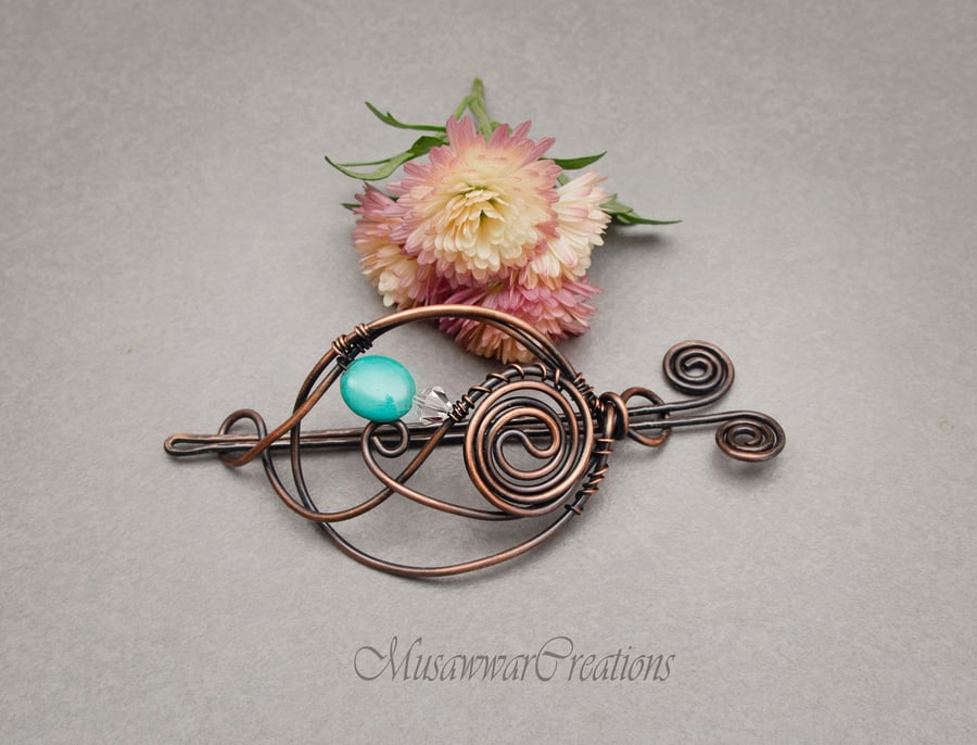 Antique Copper Hair Bun Holder – Durable Bun Slide Barrette for Thick Hair