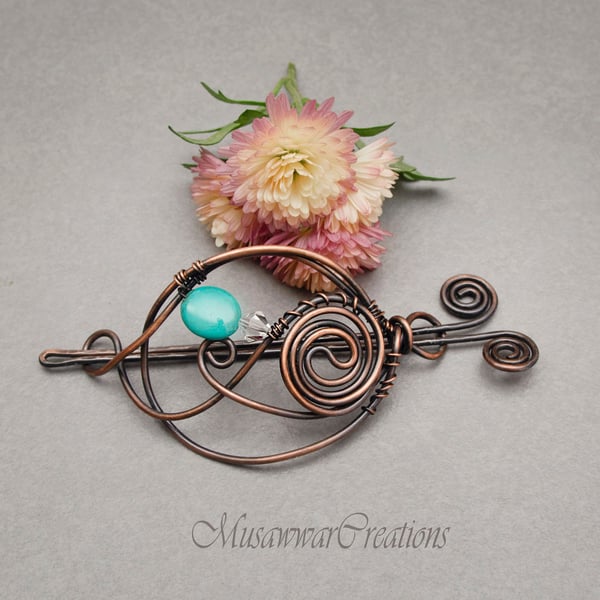 Antique Copper Hair Bun Holder – Durable Bun Slide Barrette for Thick Hair
