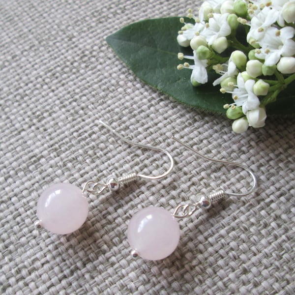 Quartzite Earrings, Pale pink