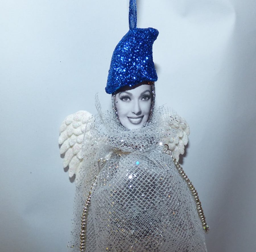 Blue hat angel decoration silver Christmas, Xmas 