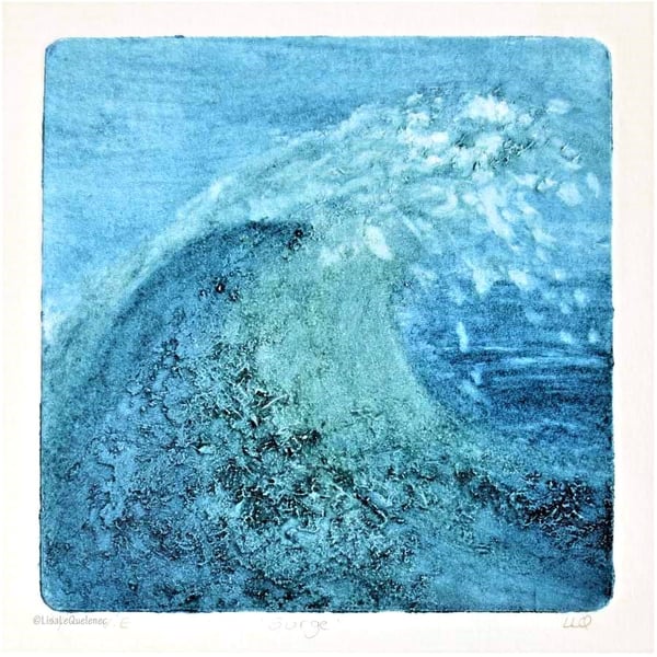 Original print, surging big wave gift for surfers and sea lovers