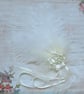 Ivory Off White Ostrich Feather Ribbon Trails Regency Style Headpiece Fascinator