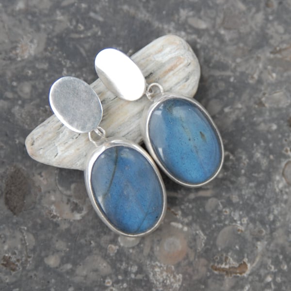 Labradorite and sterling silver drop earrings