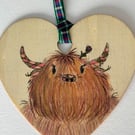 Highland Cow with Tartan Horns and Nose Hanging Decoration 