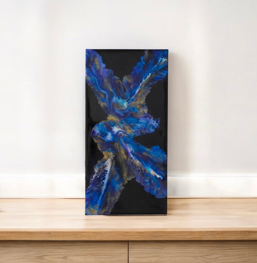 Blue River flow , fluid acrylic canvas 