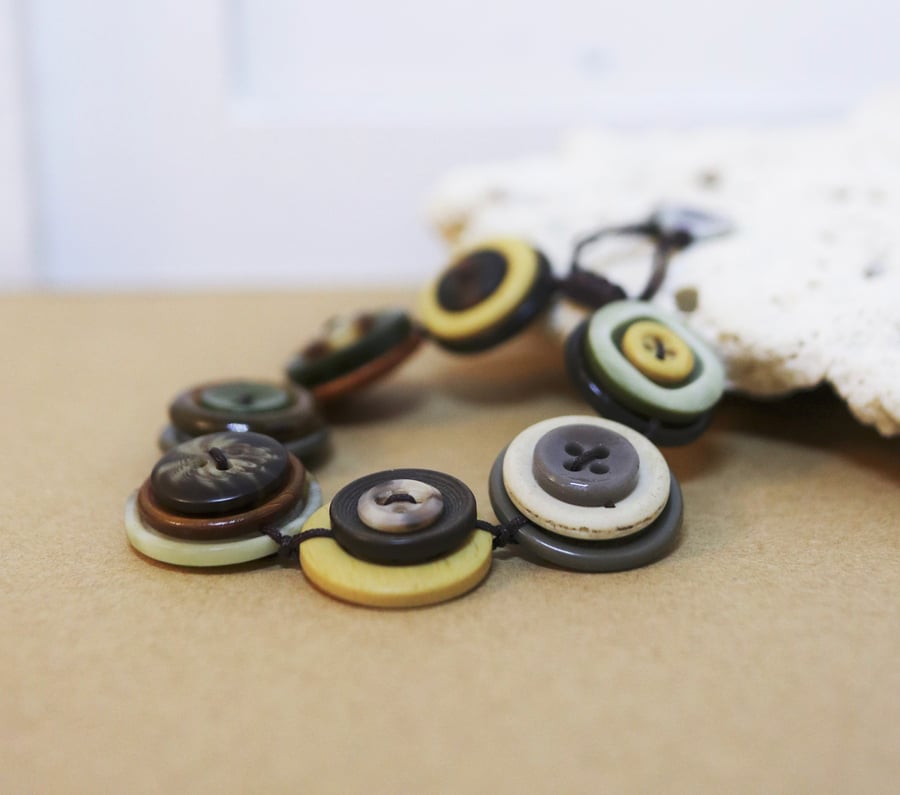 Safari color palette - Vintage Button Adjustable Bracelet