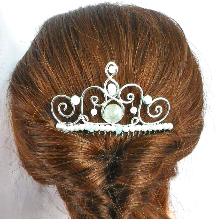 Aquamarine Wedding Hair Comb aquamarine hair comb aquamarine bridal hair comb