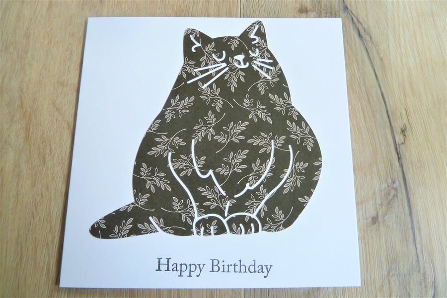 cat happy birthday card