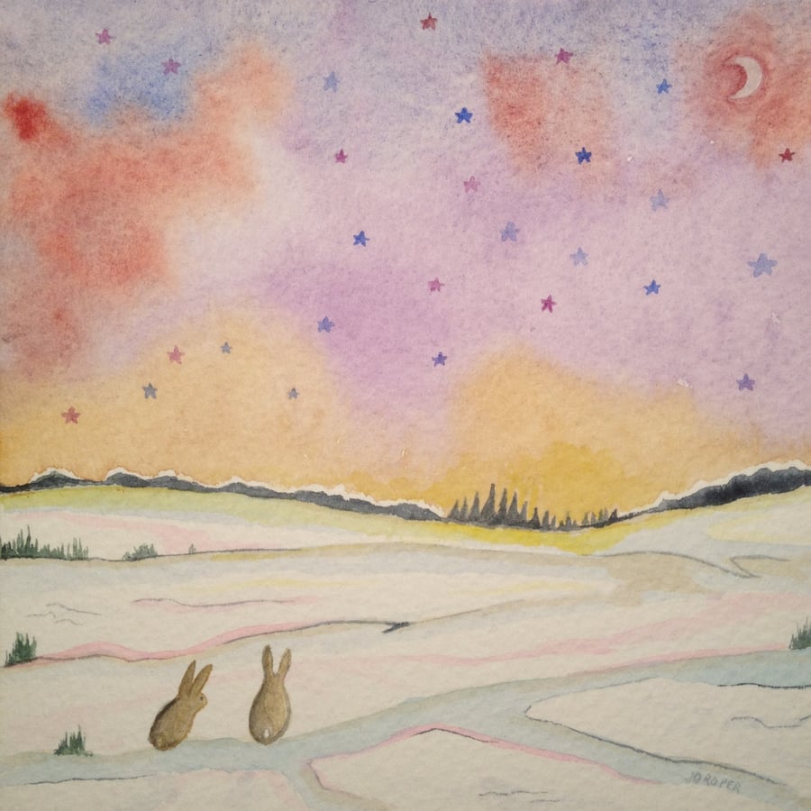 shall we? is an ORIGINAL PAINTING 5X5 by Jo Roper Art