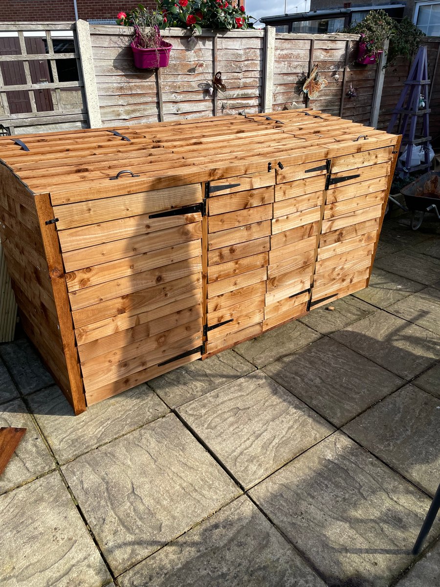 double wheelie bin and recycing box storage 