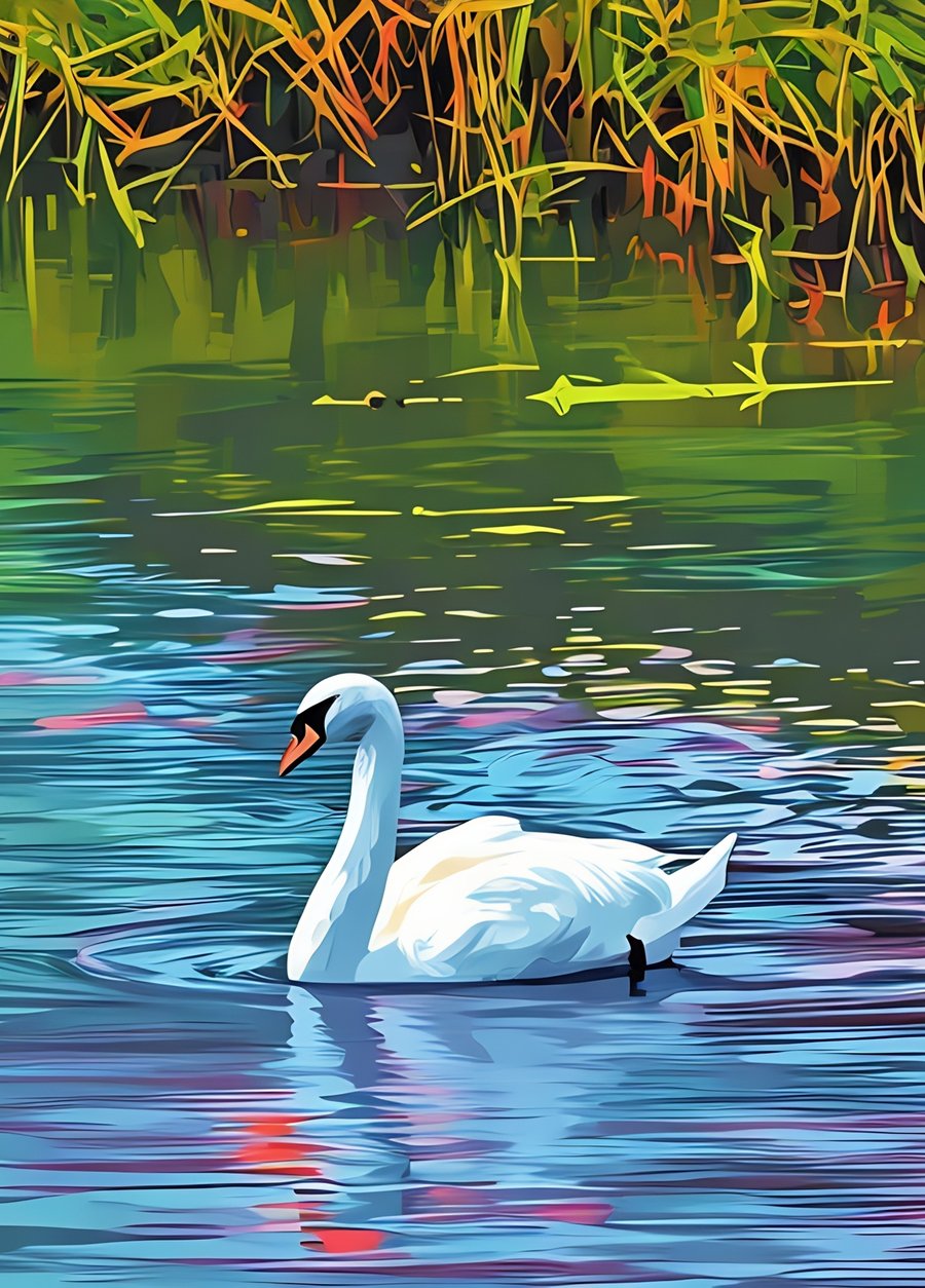 Swan Norfolk Fen A5 Greeting Card 