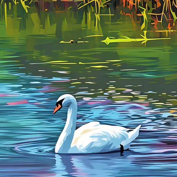 Swan Norfolk Fen A5 Greeting Card 