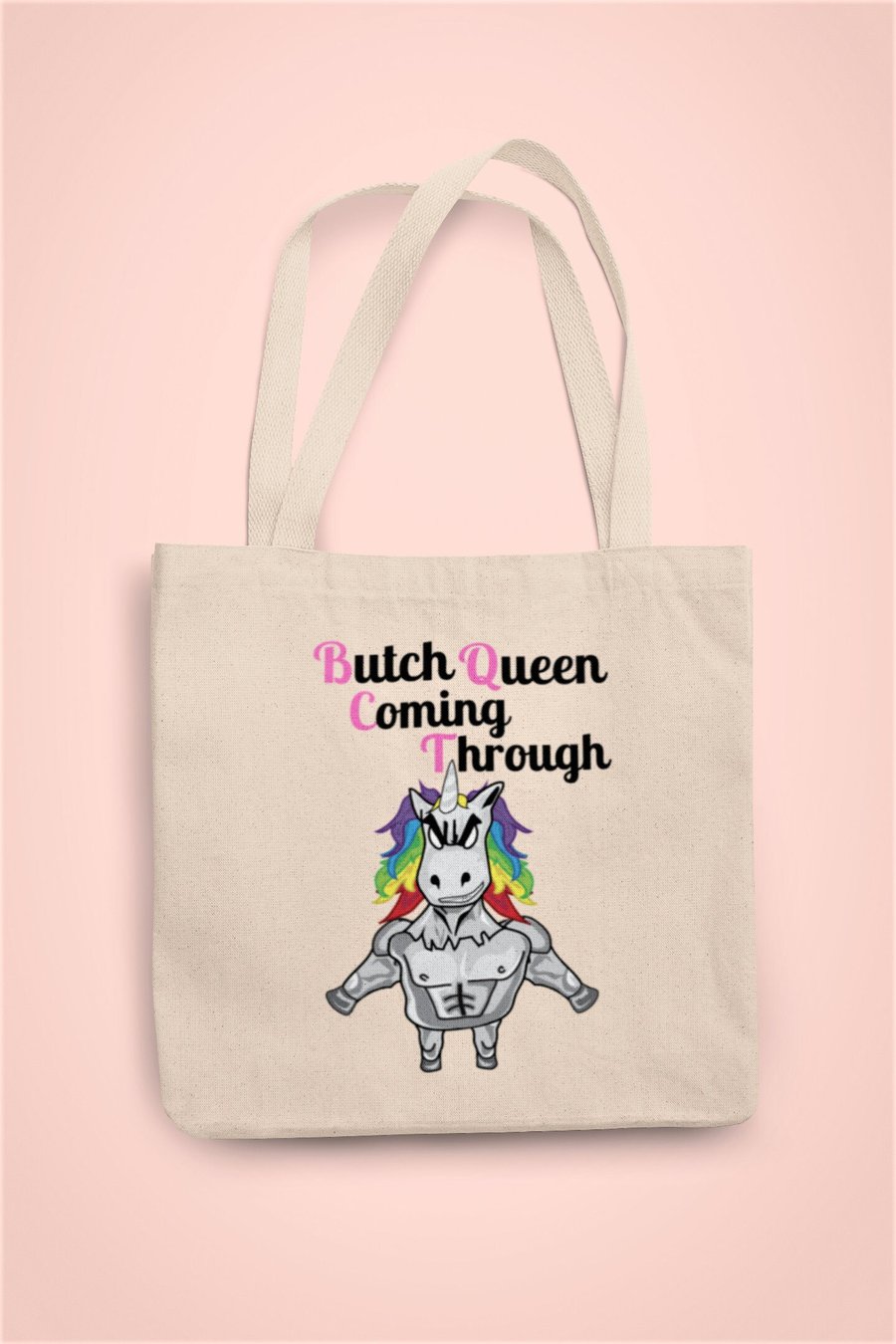 Butch Queen Coming Through Unicorn LGBT Gay Tote Bag Reusable Cotton bag 