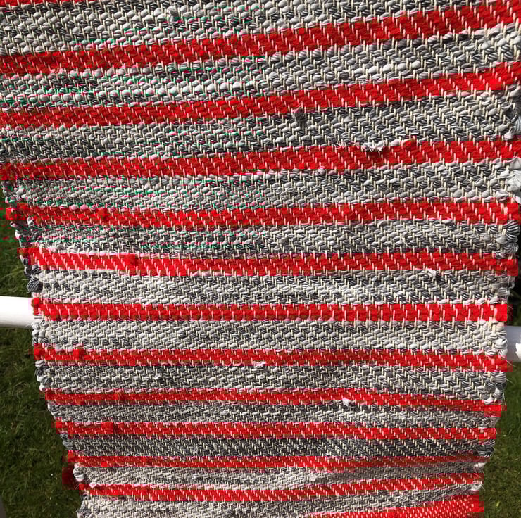 Grey and Red Stripe Rag Rug Table Runner Folksy