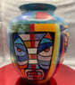 Tiki Head Vase: Custom Painted Ceramic Pottery Vase