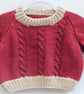 Baby's Hand Knitted Round Neck Cabled Sweater, Baby Shower Gift - Image 5