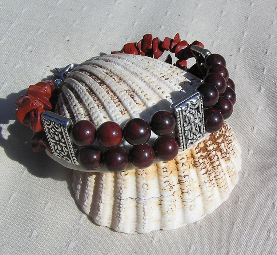 Gemstone Crystal Bracelet, Poppy & Red Jasper "Flutter" SALE PRICE