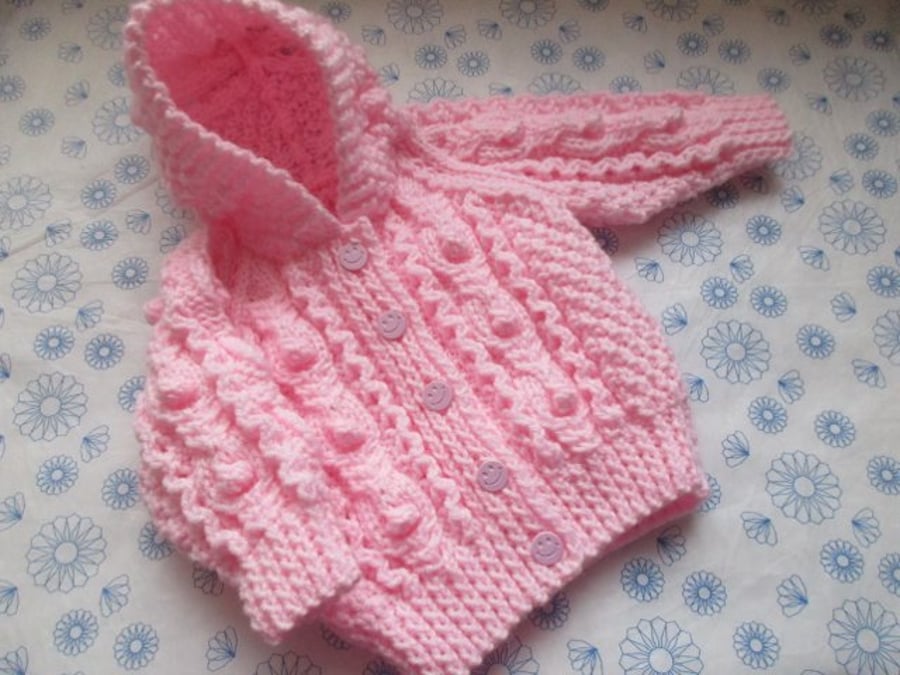 Special Order for Kim G 16" Pink Aran Jacket with Hood