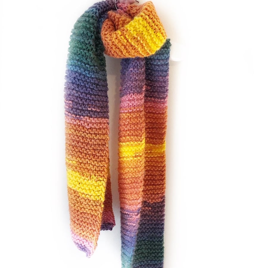 Hand Knitted Scarf  - Cosy Chunky Yarn - to match Dog Scarf Bright Colours