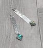 Aluminium Flat Rectangle Dangle Earrings with Diamond Abalone Shell Beads - Image 3