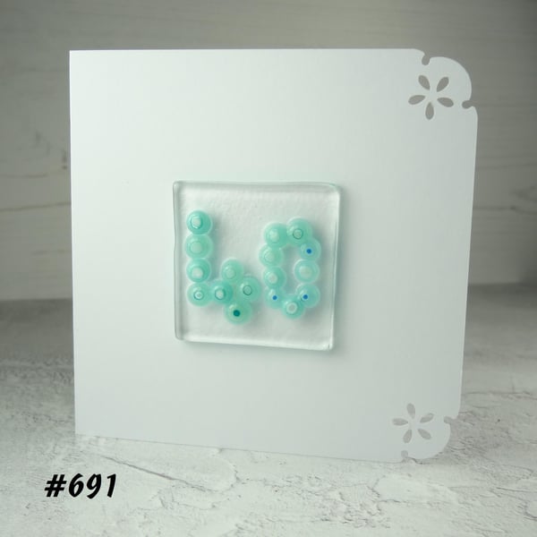 40th birthday fused glass blank card, anniversary, handcrafted, 6 options