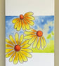 Yellow Daisy blank floral greeting card print from my own design - Image 2