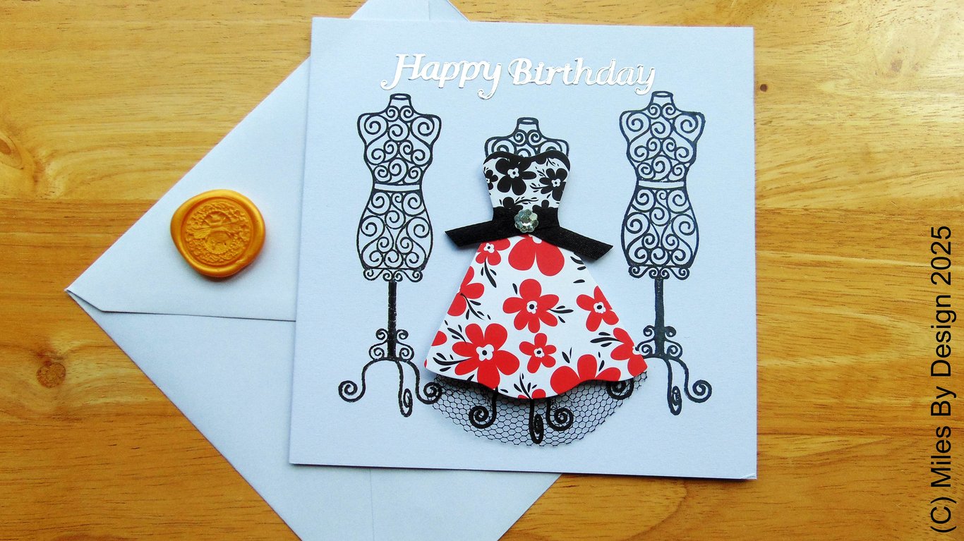 Happy Birthday Party Dress Greetings Card With Wax Seal