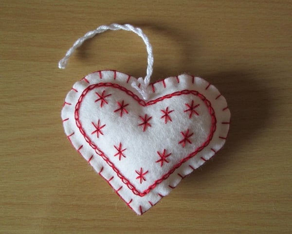 Hand Embroidered Scandi Felt Heart