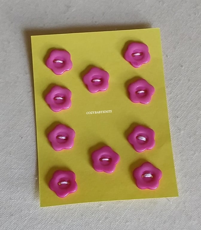 15mm PINK FLOWER BUTTONS WITH TWO HOLES FOR ATTACHING 