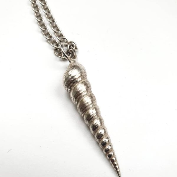 Long Silver Shell Necklace
