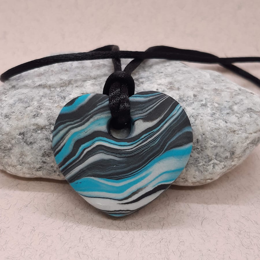 Heart shaped polymer clay pendant 