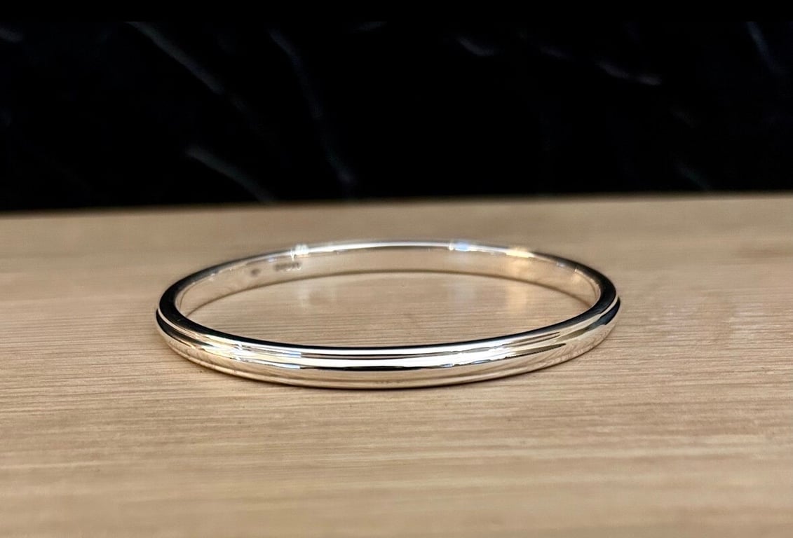 "Amplitude" - Heavy Sterling Silver Ridged Bangle - Made to any size - 5mm 