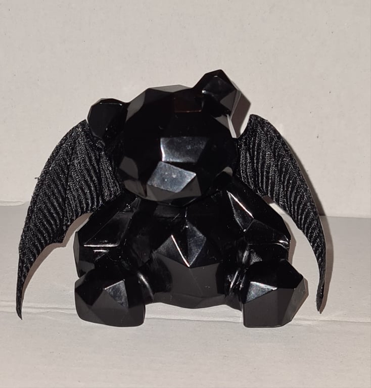 Bat-Bear - Resin Art Bear Figurine - Black - Nocturne 