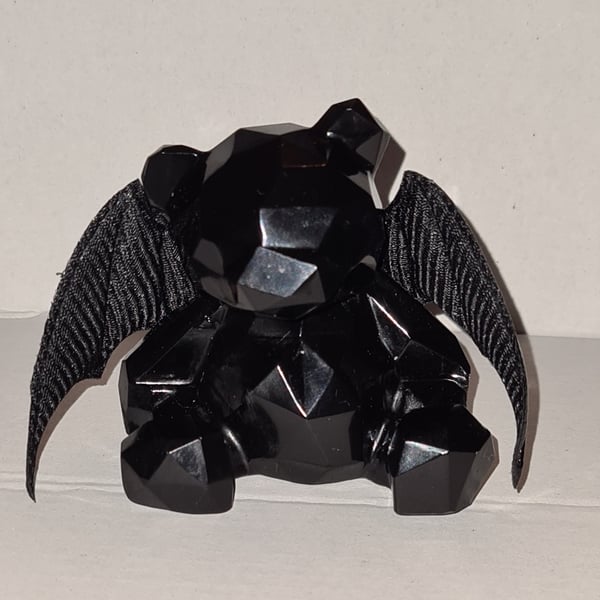 Bat-Bear - Resin Art Bear Figurine - Black - Nocturne 
