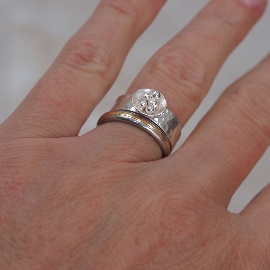 Sterling silver nest ring, 5th anniversary, 50th birthday