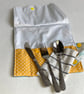 Travel cutlery roll with cutlery, for adults or children. Bees and beehives. - Image 4