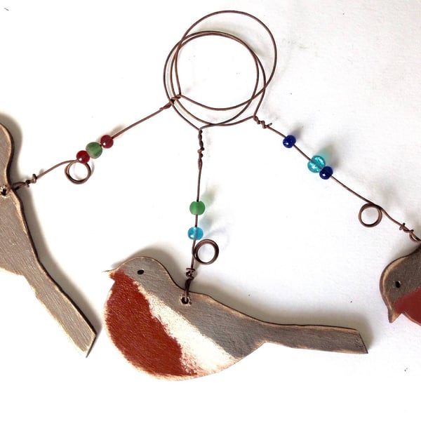 Wooden Robin Hanging Decoration 