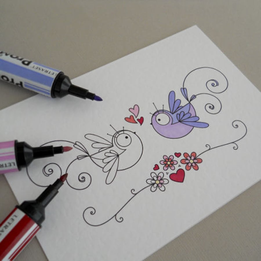 colour-your-own valentines card