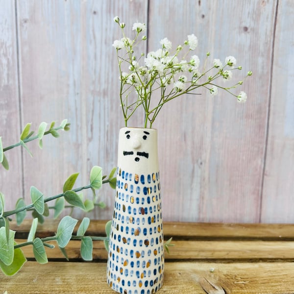 Small Blue and Gold People Vase 