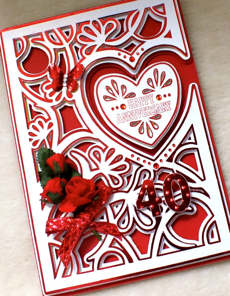 Luxury Handmade 40th Anniversary Swivel Card